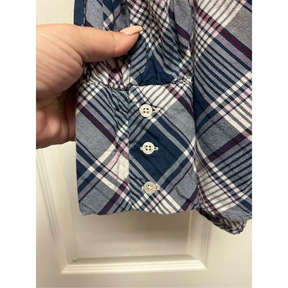 UNTUCKit Sarah Blue White Red Plaid Button Up Tunic Top sz 14 EUC - Picture 4 of 7